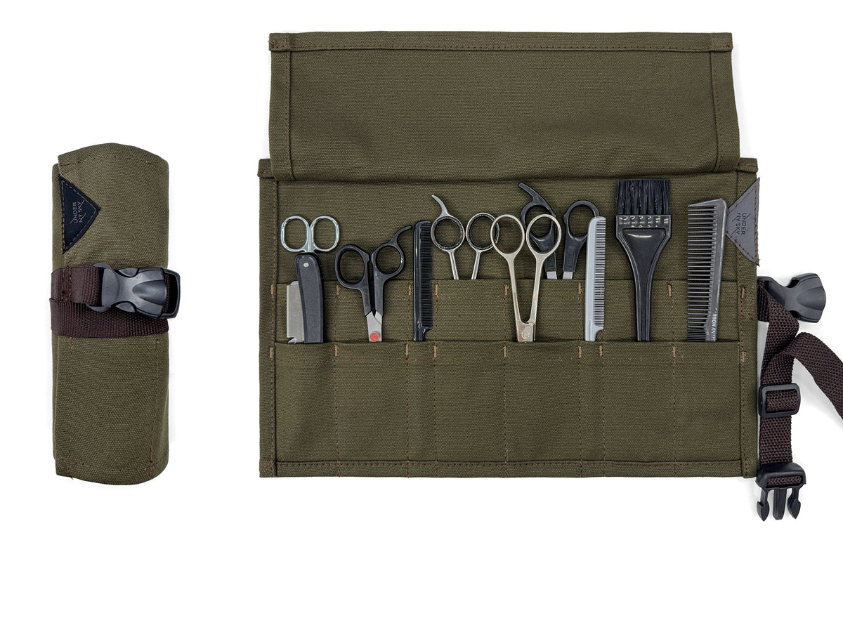 Scissors Roll Up Holder – Professional Canvas Pouch Case for Hair Stylists, Barbers &amp; Hairdressers – Organizer for Hair Cutting Shears &amp; Salon Tools - Under NY Sky