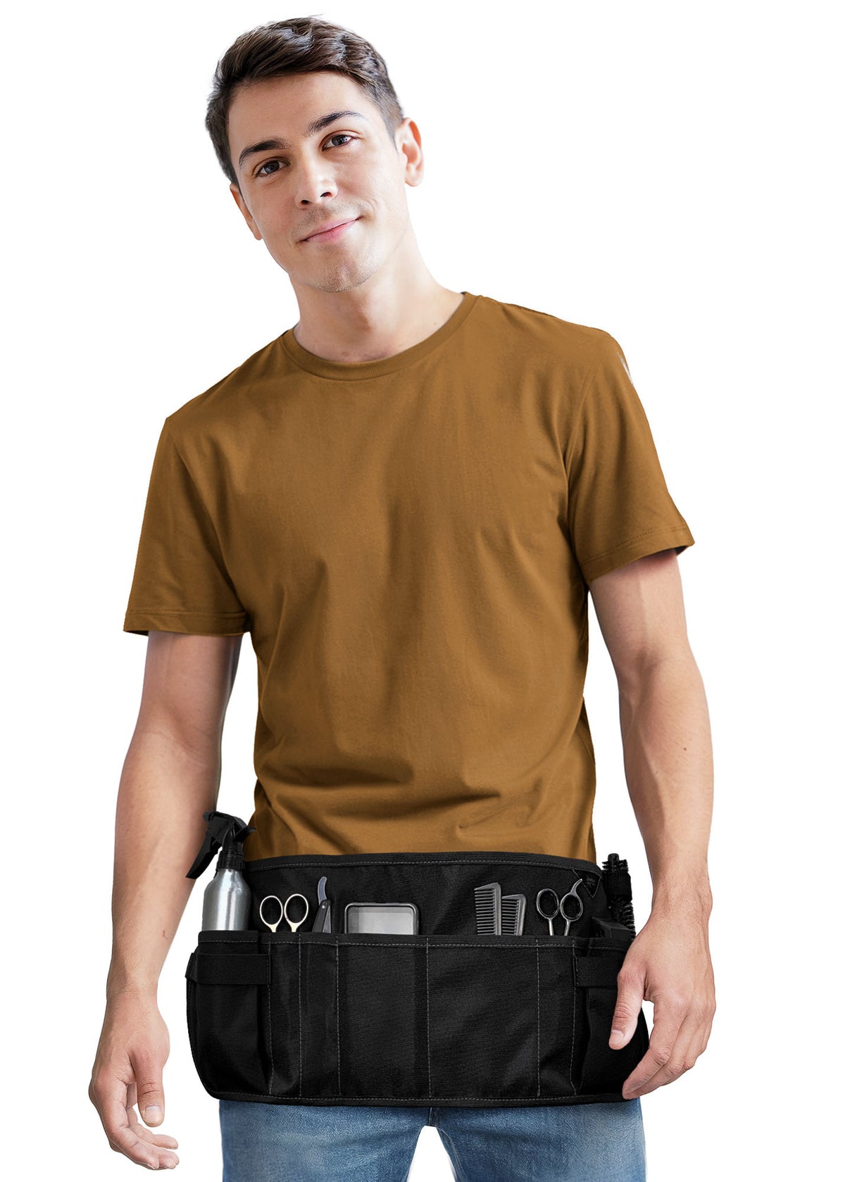 Salon Waist Apron - 9 Pockets - Hair Cut Holster, Tool Storage Pouch, Shears, Brush, Barber, Makeup -  Under NY Sky