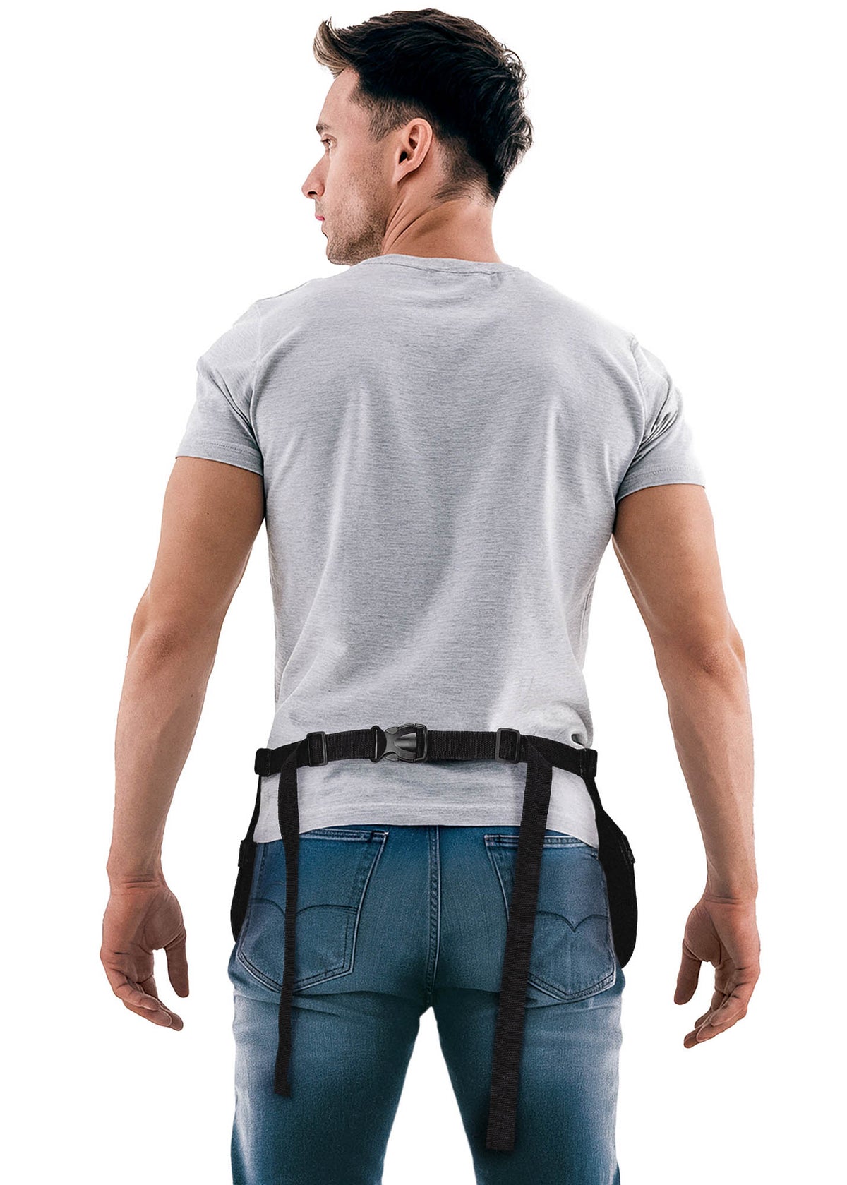 Salon Waist Apron - 9 Pockets - Hair Cut Holster, Tool Storage Pouch, Shears, Brush, Barber, Makeup -  Under NY Sky