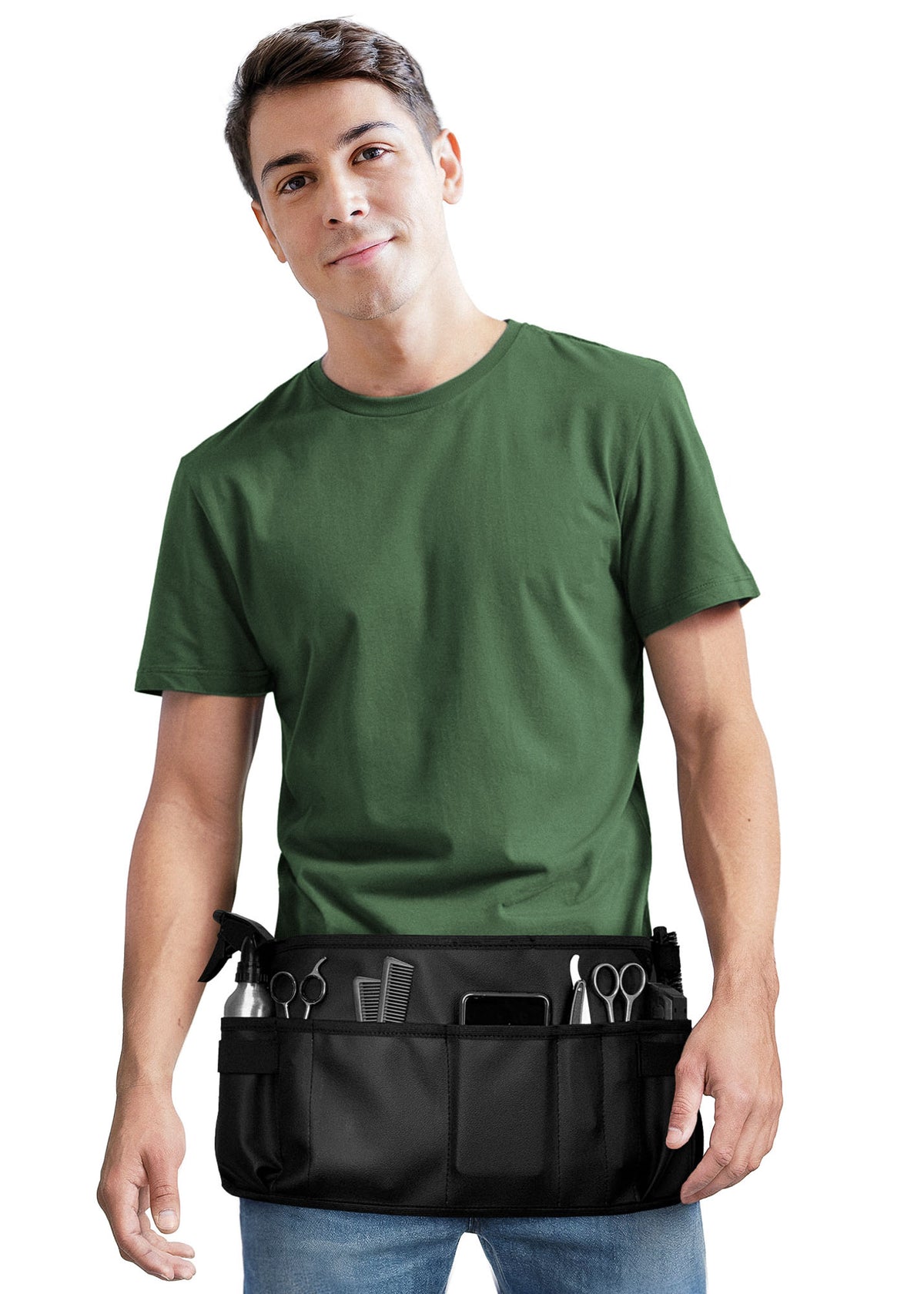 Salon Waist Apron - 9 Pockets - Hair Cut Holster, Tool Storage Pouch, Shears, Brush, Barber, Makeup -  Under NY Sky