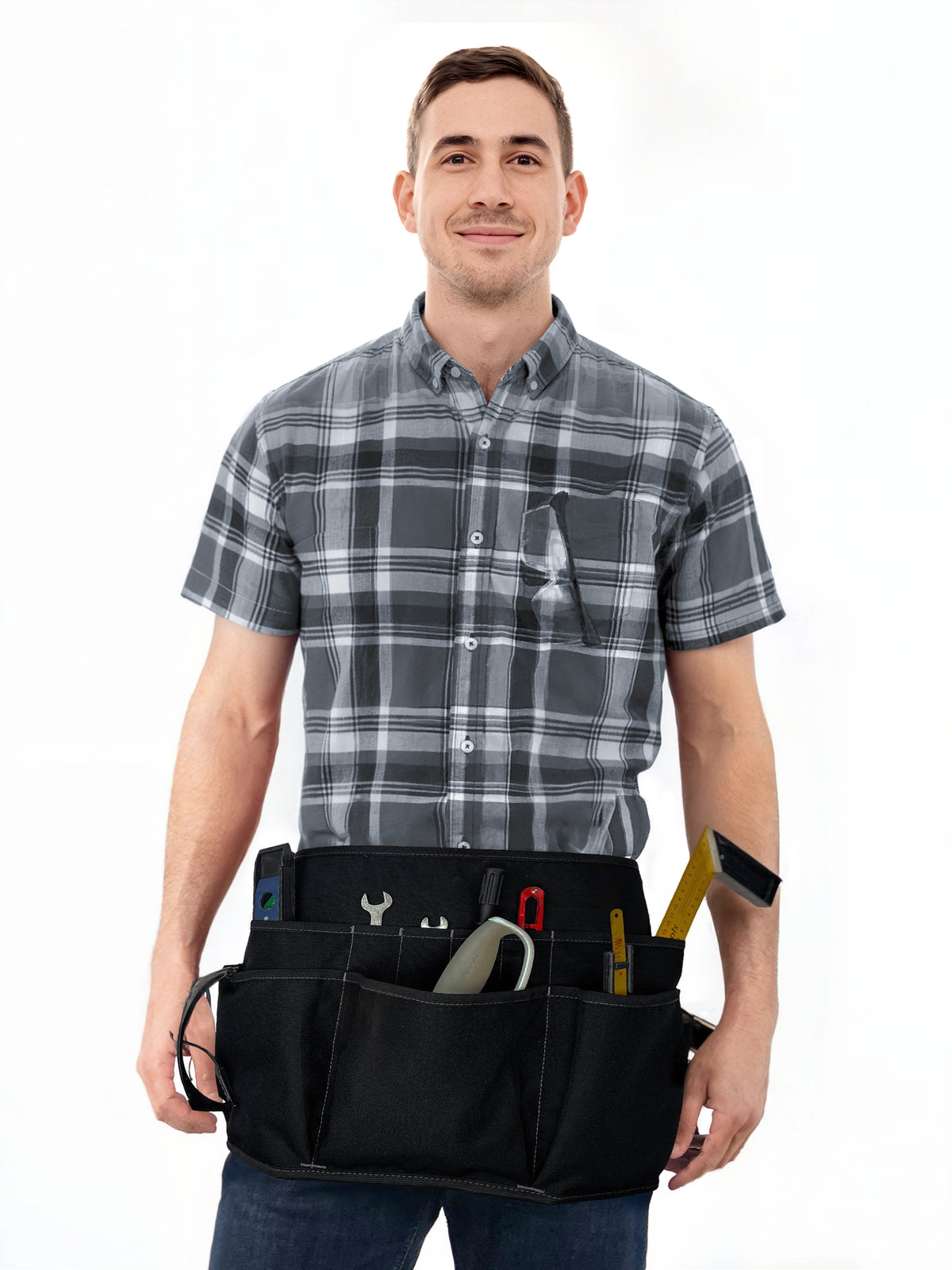 Tool Belt - 12 Pockets, 2 Loops, 1 Hammer Loop - Heavy Duty - Adjustable Pouch Apron - Mechanic, Shop, Electrician, Gardener, Makers - Under NY Sky