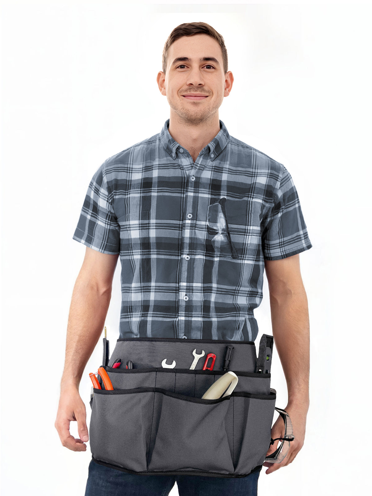 Tool Belt - 12 Pockets, 2 Loops, 1 Hammer Loop - Heavy Duty - Adjustable Pouch Apron - Mechanic, Shop, Electrician, Gardener, Makers - Under NY Sky