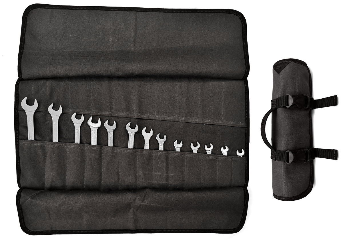 Tool Roll Organizer, Waxed Canvas, Heavy-Duty Wrench Bag, Hand Tool Pouch - Mechanics, Electricians - Under NY Sky