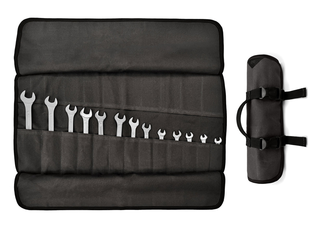 Tool Roll Organizer, Waxed Canvas, Heavy-Duty Wrench Bag, Hand Tool Pouch - Mechanics, Electricians - Under NY Sky
