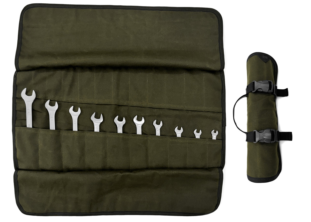 Tool Roll Organizer, Waxed Canvas, Heavy-Duty Wrench Bag, Hand Tool Pouch - Mechanics, Electricians - Under NY Sky