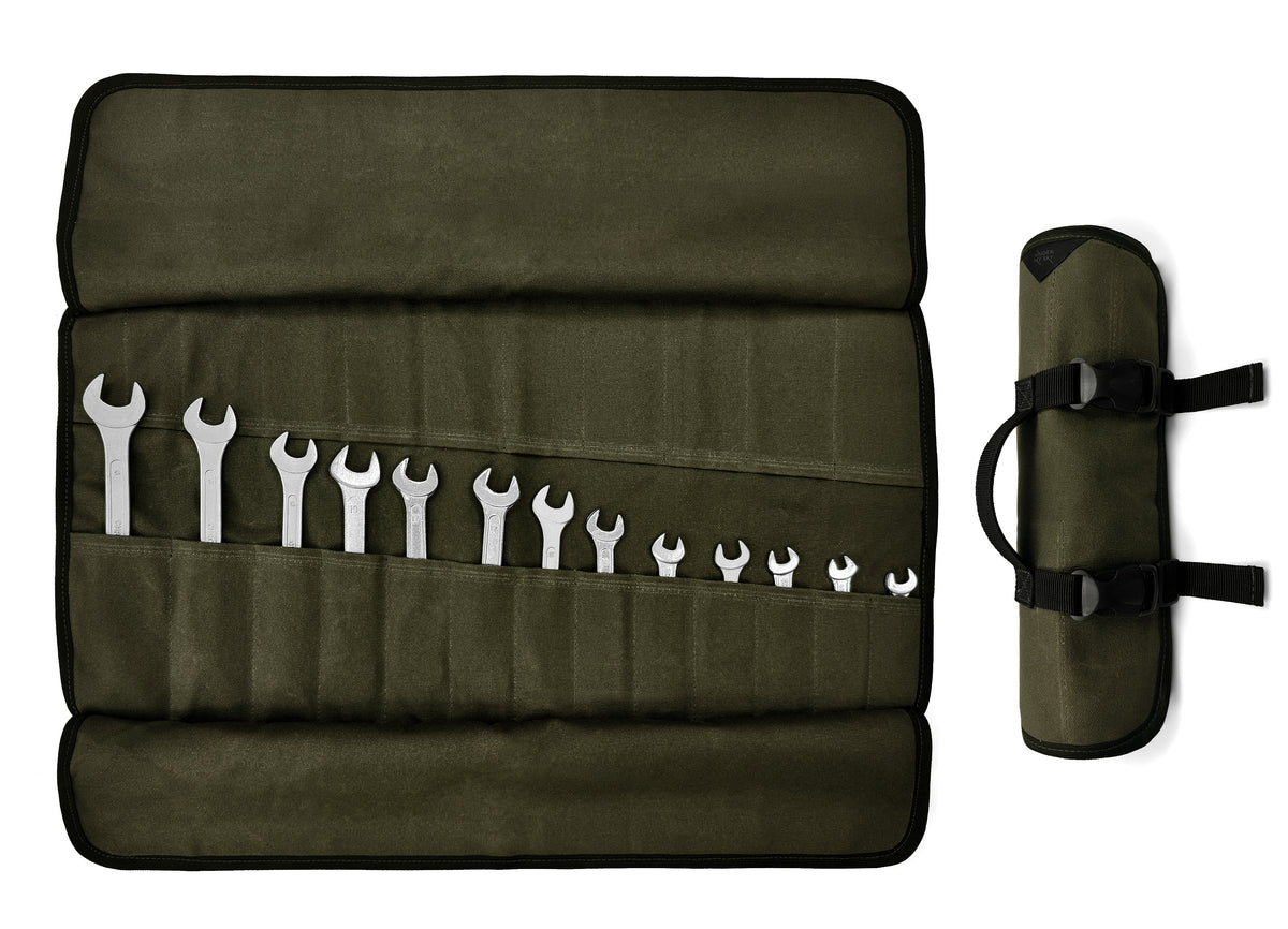 Tool Roll Organizer, Waxed Canvas, Heavy-Duty Wrench Bag, Hand Tool Pouch - Mechanics, Electricians - Under NY Sky