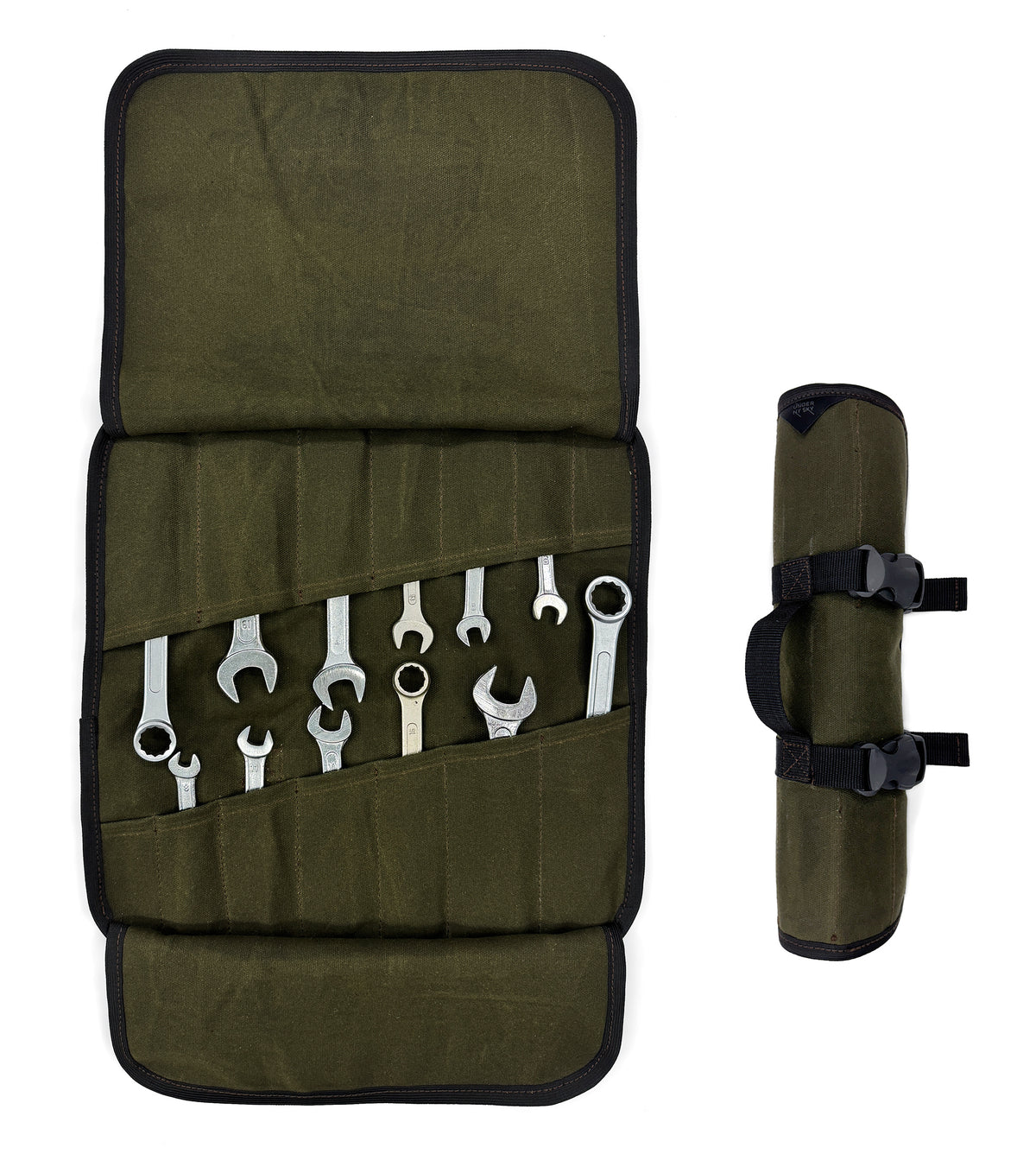 Tool Roll Organizer, Waxed Canvas, Heavy-Duty Wrench Bag, Hand Tool Pouch - Mechanics, Electricians - Under NY Sky