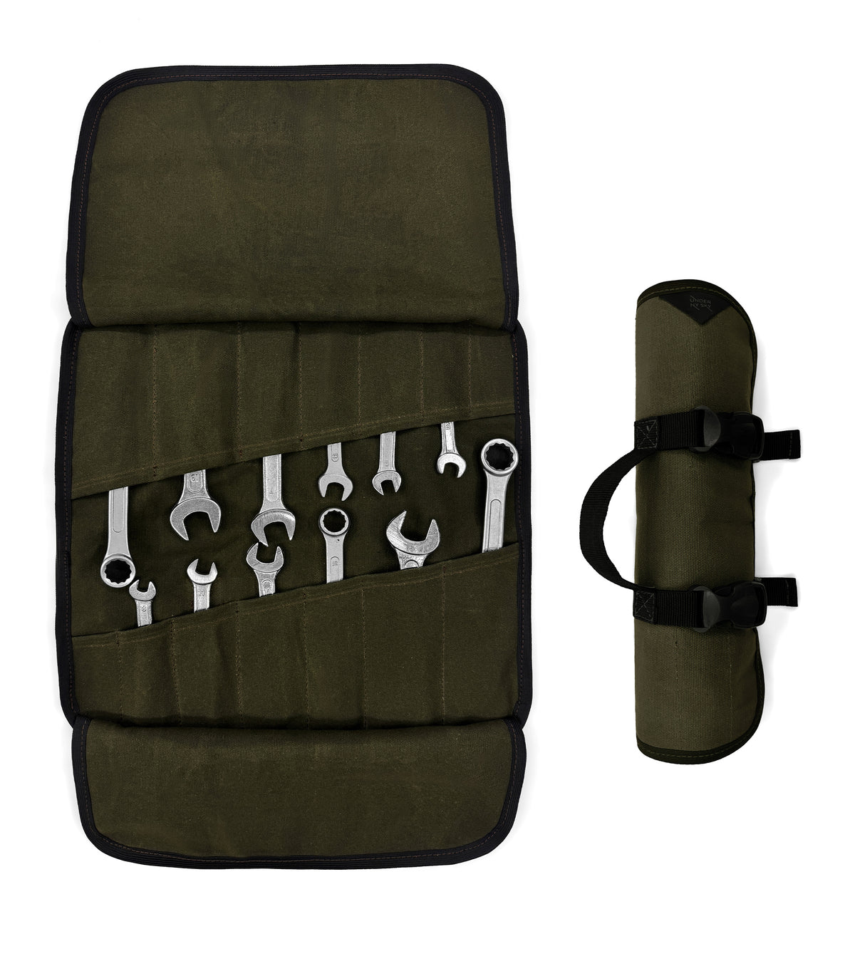 Tool Roll Organizer, Waxed Canvas, Heavy-Duty Wrench Bag, Hand Tool Pouch - Mechanics, Electricians - Under NY Sky