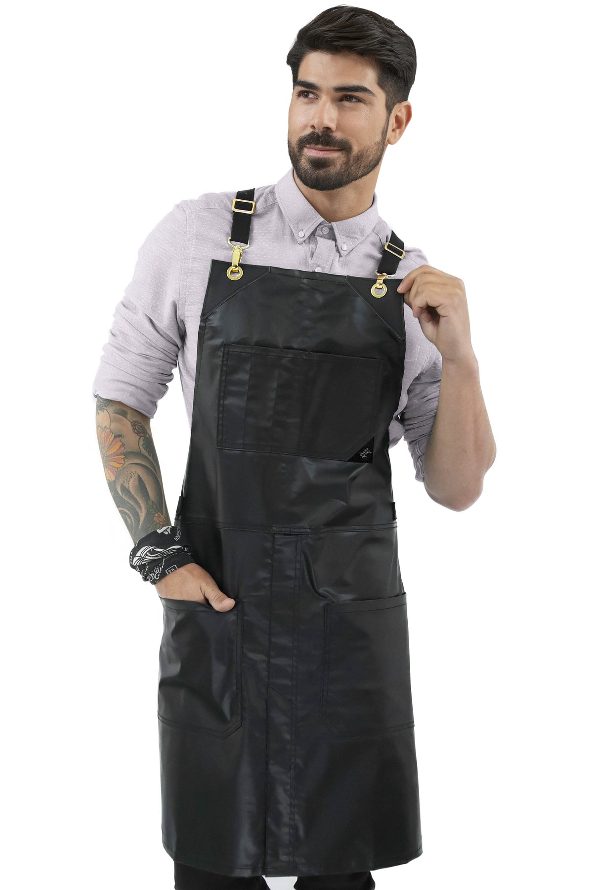 Salon Apron - CrossBack, Water Resistant, Adjustable, SplitLeg - Hairstylist, Barber, Shop - Under NY Sky