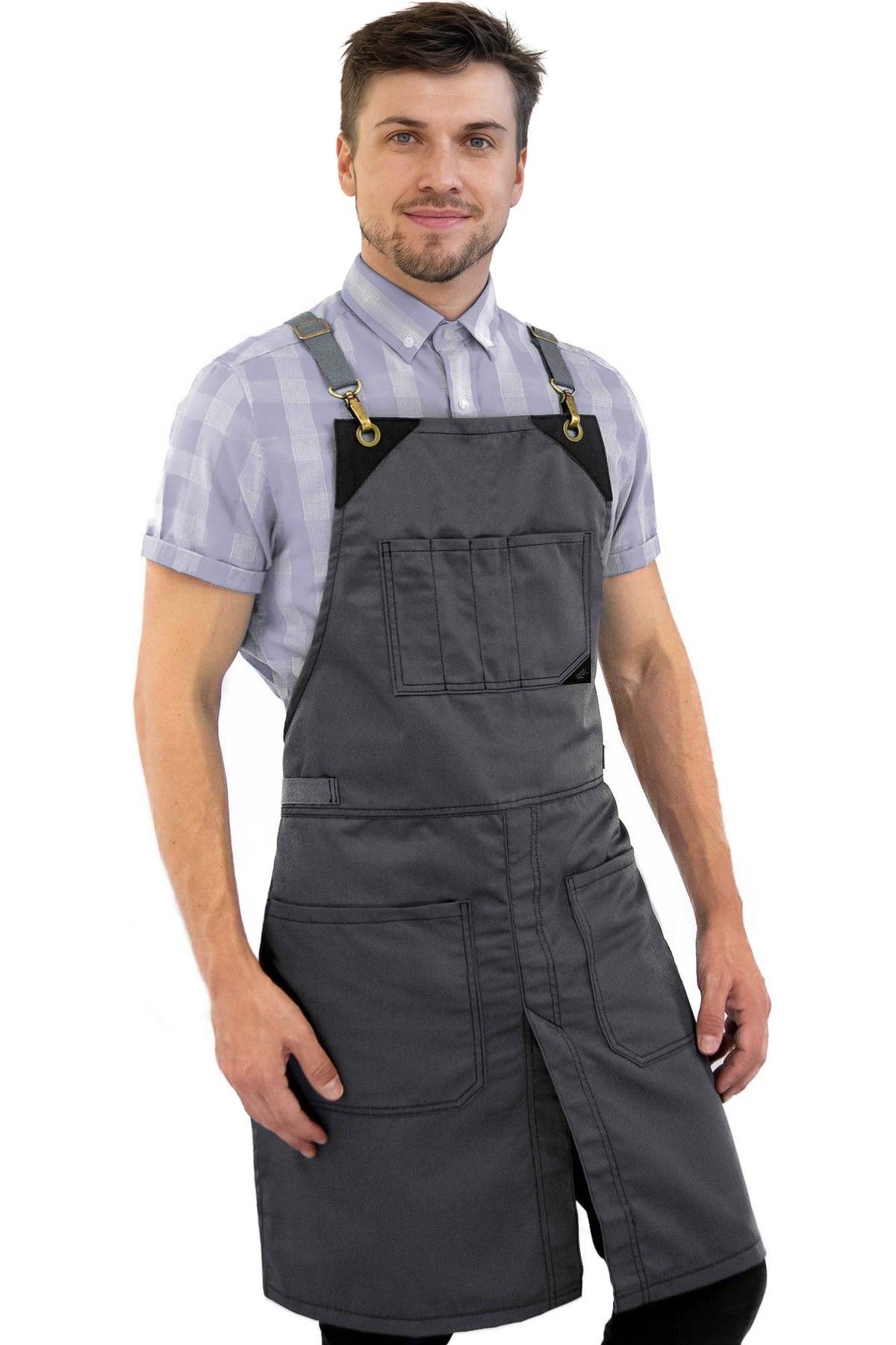 Chef Aprons - CrossBack, Leather Trim, Split - Chef, Bartender, BBQ, Shop, Barber, Salon - Under NY Sky