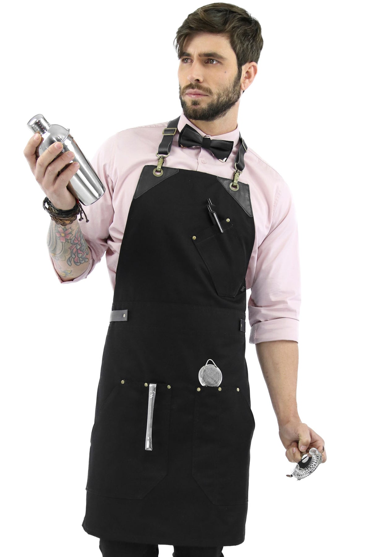 Barista Apron - Leather Straps &amp; Loops - Double Stitched  - Chef, Cook, Barista, Bartender - Under NY Sky