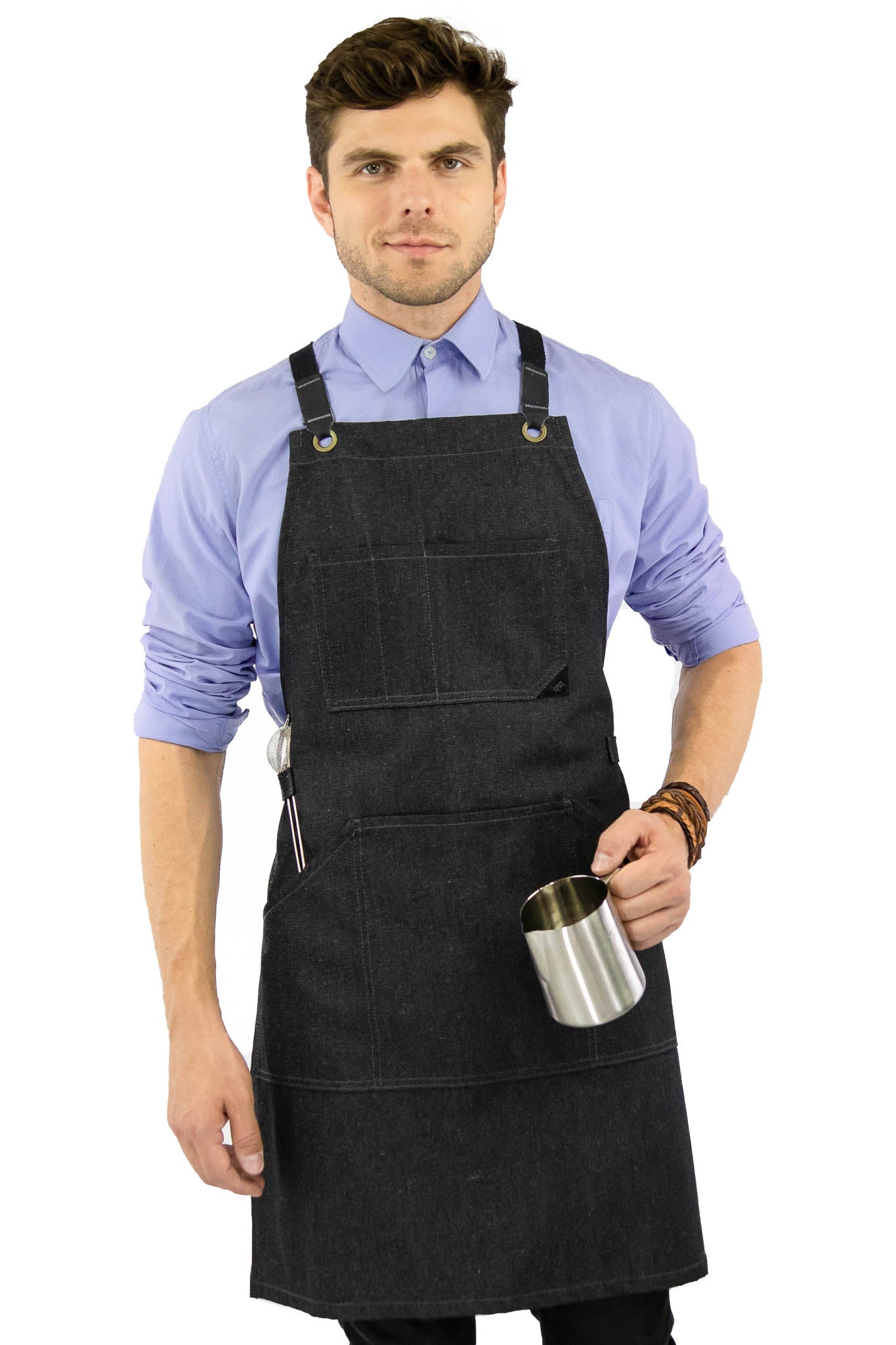 Store Leather Straps Apron, Work clothes, Shop, Bartender, Denim and Leather Apron, Kitchen apron Cross-back apron Barista, Waiters, Brick Leather