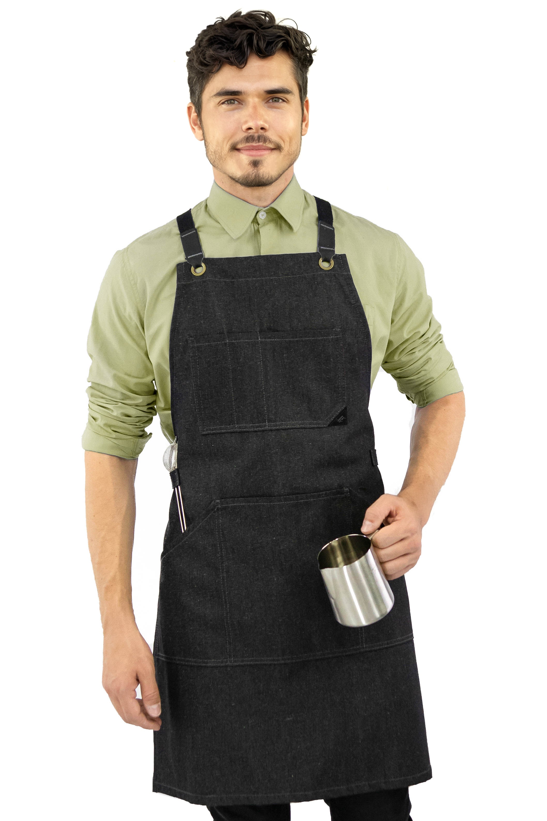 Work Apron - Durable Resistant Fabric - Big Pockets - Cross Back