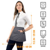Waist Apron - 3 pockets, Durable Twill - Half Apron - Server, Waiter, Waitress, Bartender, Shop, Restaurant, Bistro Aprons - Gray - Under NY Sky - Female model wearing the waist apron