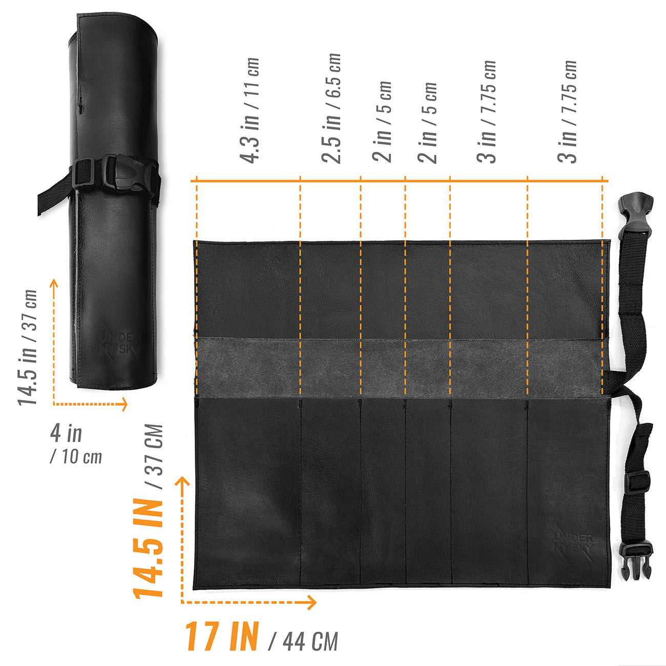 Case Roll Genuine Leather Knife Roll Case - 1 to6 Slots - Bag Pouch - Chefs, BBQ