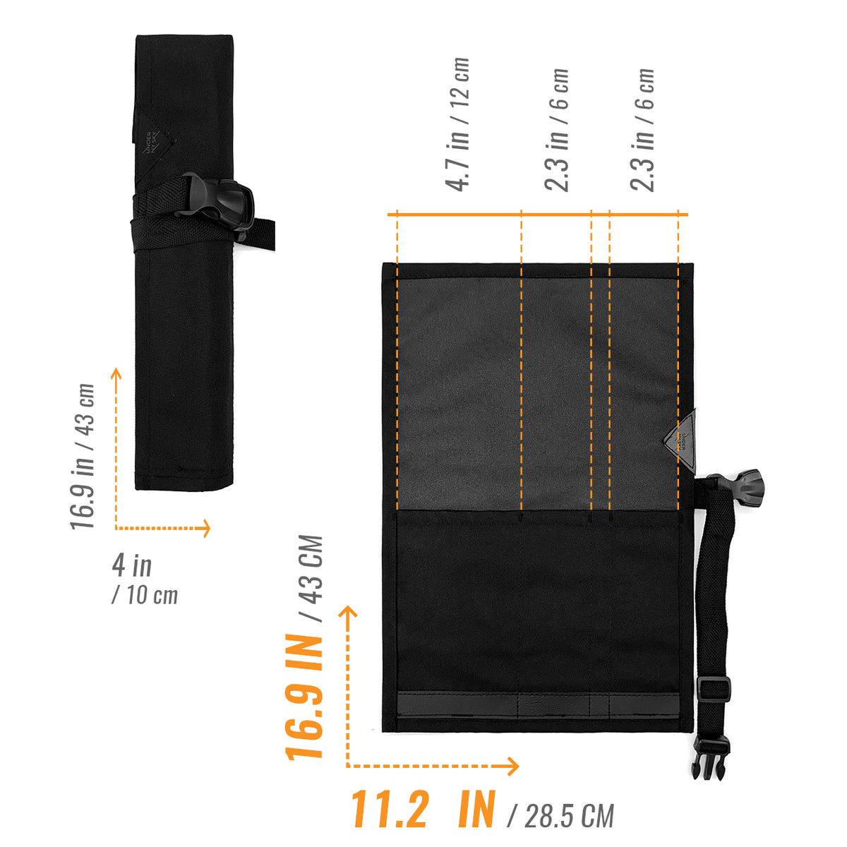 Knife Roll Case - 1 to 6 Slots - Oxford Canvas Pouch, Leather Reinforced - Portable for Cooking Tools, Utensils, Cutlery Knives -  Under NY Sky