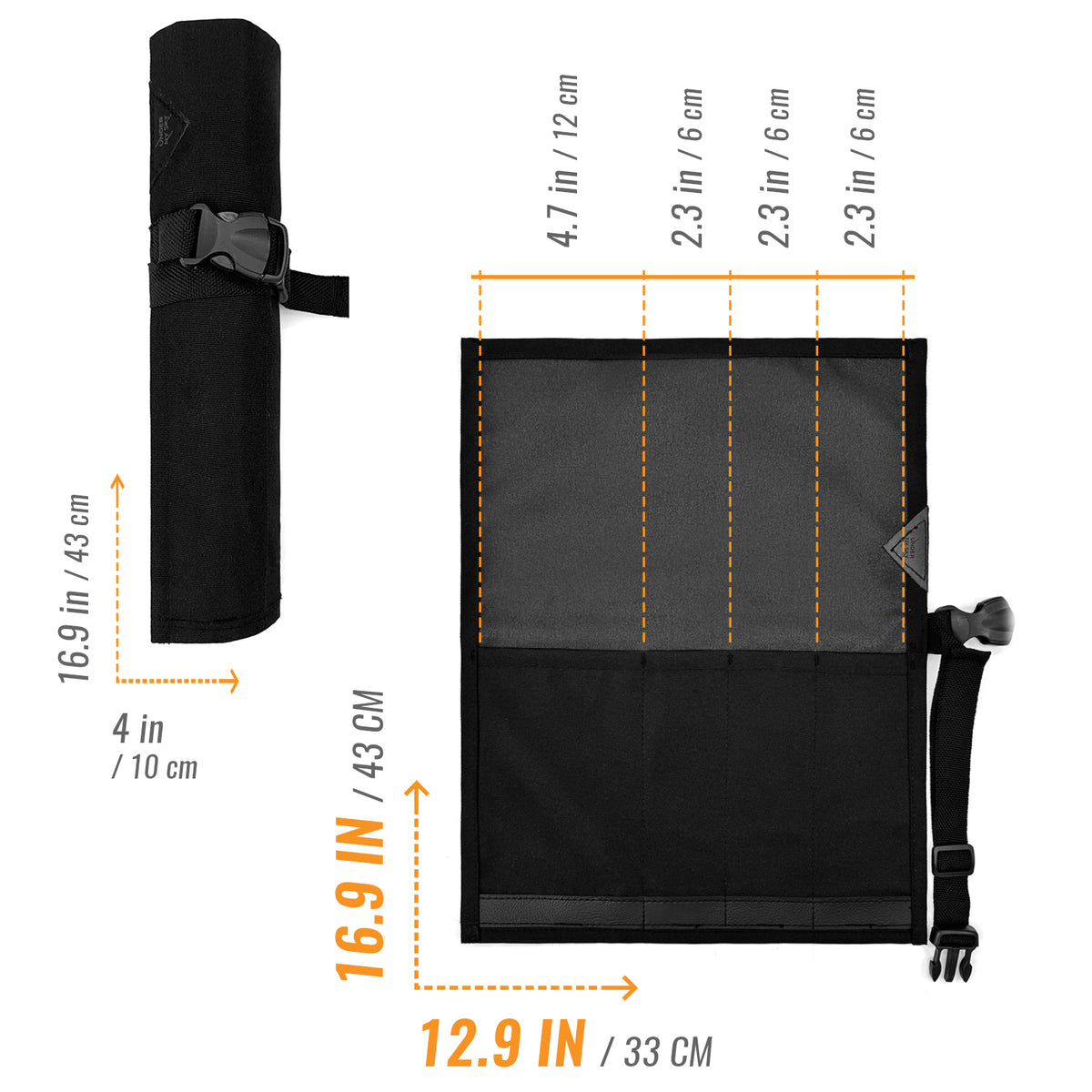 Knife Roll Case - 1 to 6 Slots - Oxford Canvas Pouch, Leather Reinforced - Portable for Cooking Tools, Utensils, Cutlery Knives -  Under NY Sky