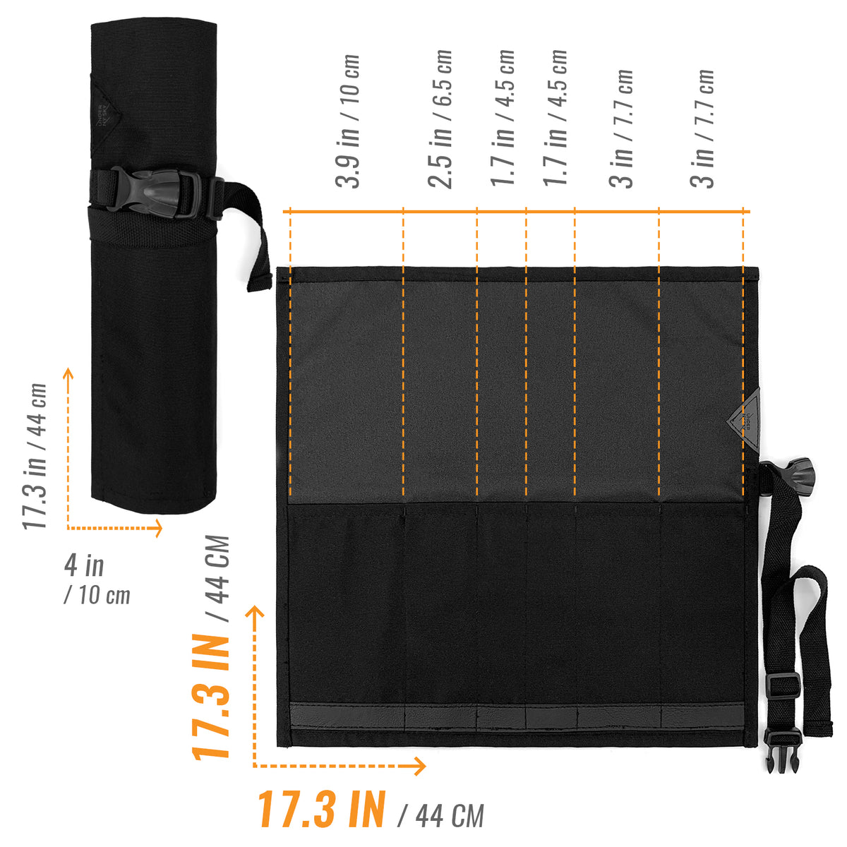 Knife Roll Case - 1 to 6 Slots - Oxford Canvas Pouch, Leather Reinforced - Portable for Cooking Tools, Utensils, Cutlery Knives -  Under NY Sky