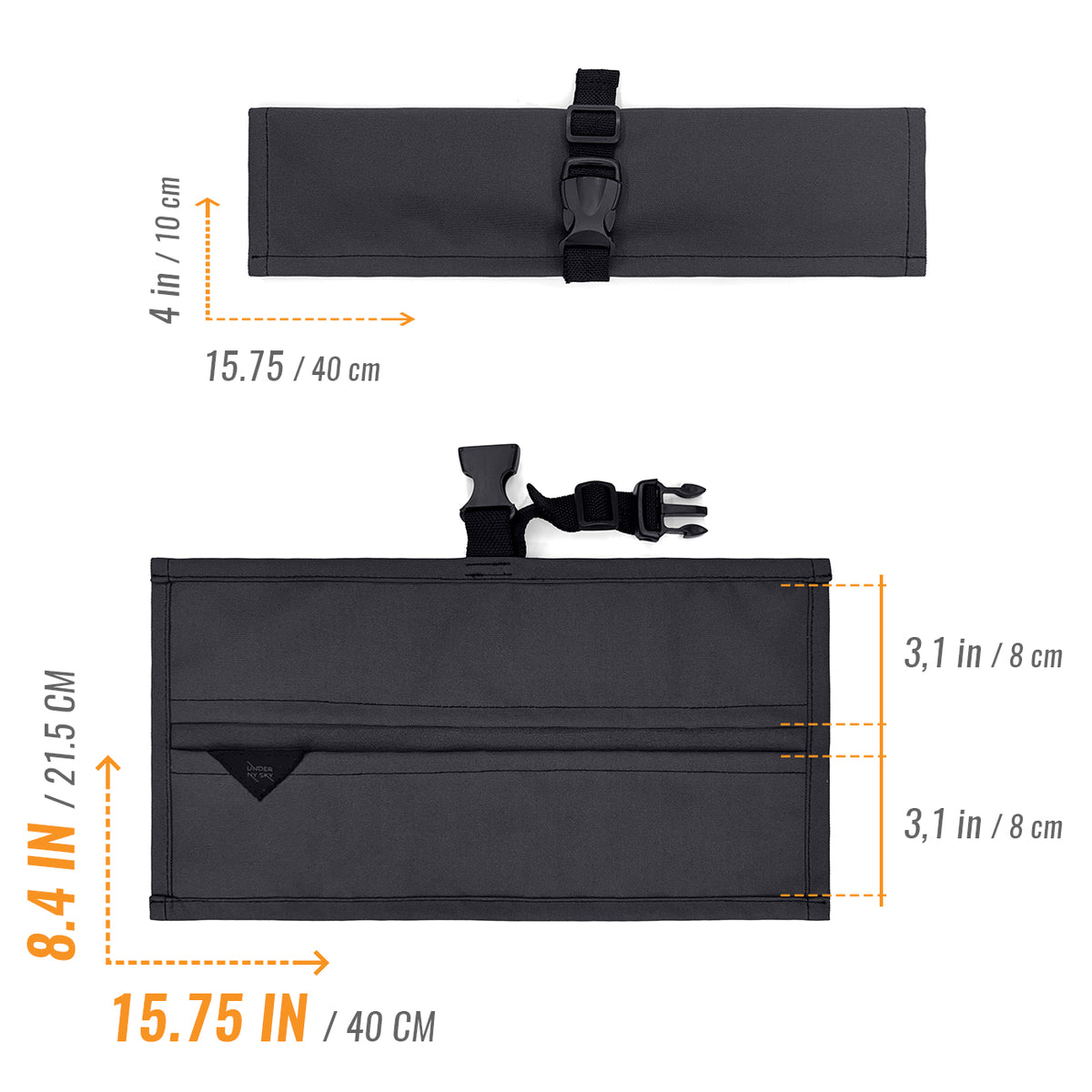 Knife Roll Case - 1 to 6 Slots - Oxford Canvas Pouch, Leather Reinforced - Portable for Cooking Tools, Utensils, Cutlery Knives -  Under NY Sky