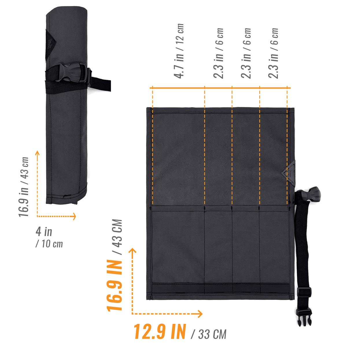 Knife Roll Case - 1 to 6 Slots - Oxford Canvas Pouch, Leather Reinforced - Portable for Cooking Tools, Utensils, Cutlery Knives -  Under NY Sky