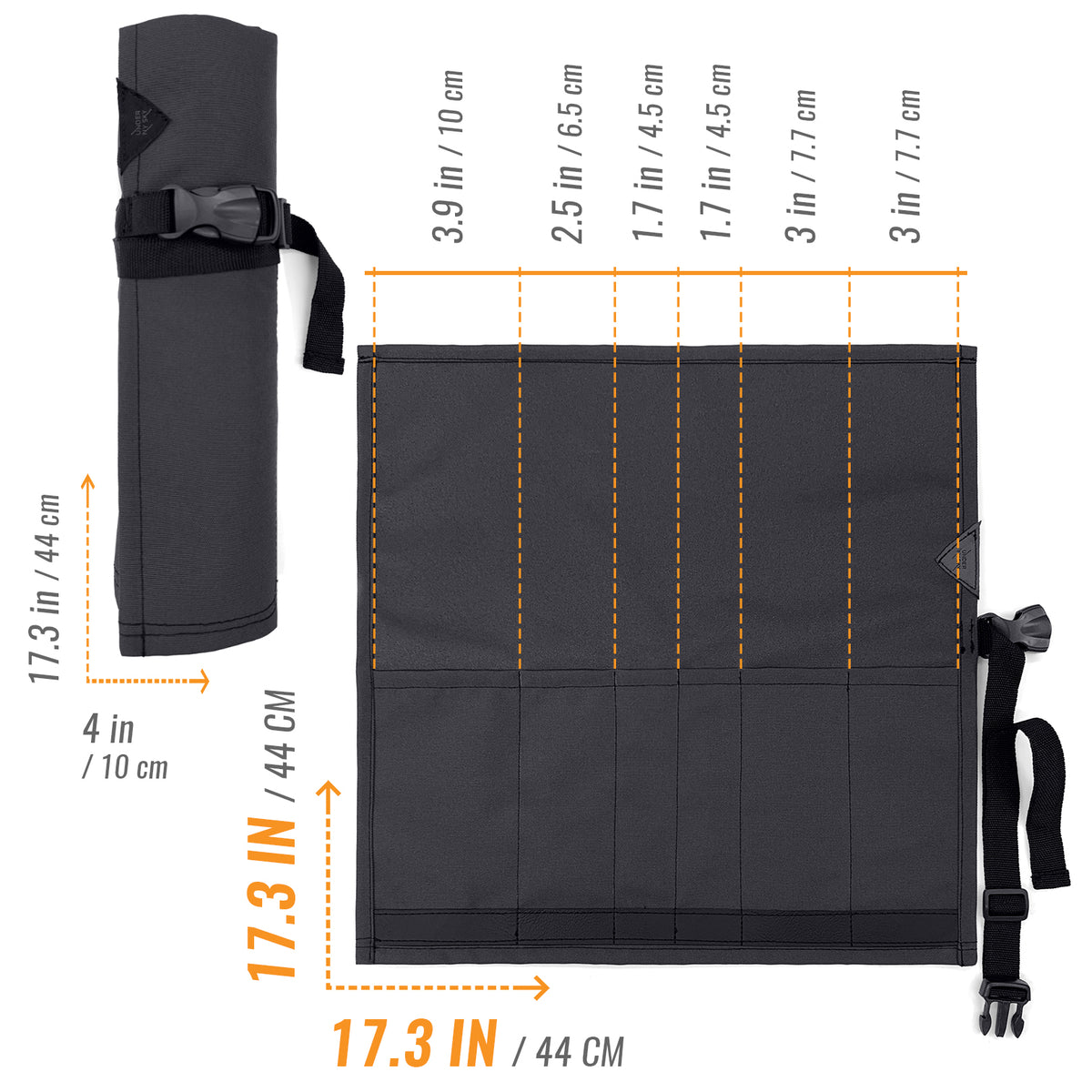 Knife Roll Case - 1 to 6 Slots - Oxford Canvas Pouch, Leather Reinforced - Portable for Cooking Tools, Utensils, Cutlery Knives -  Under NY Sky