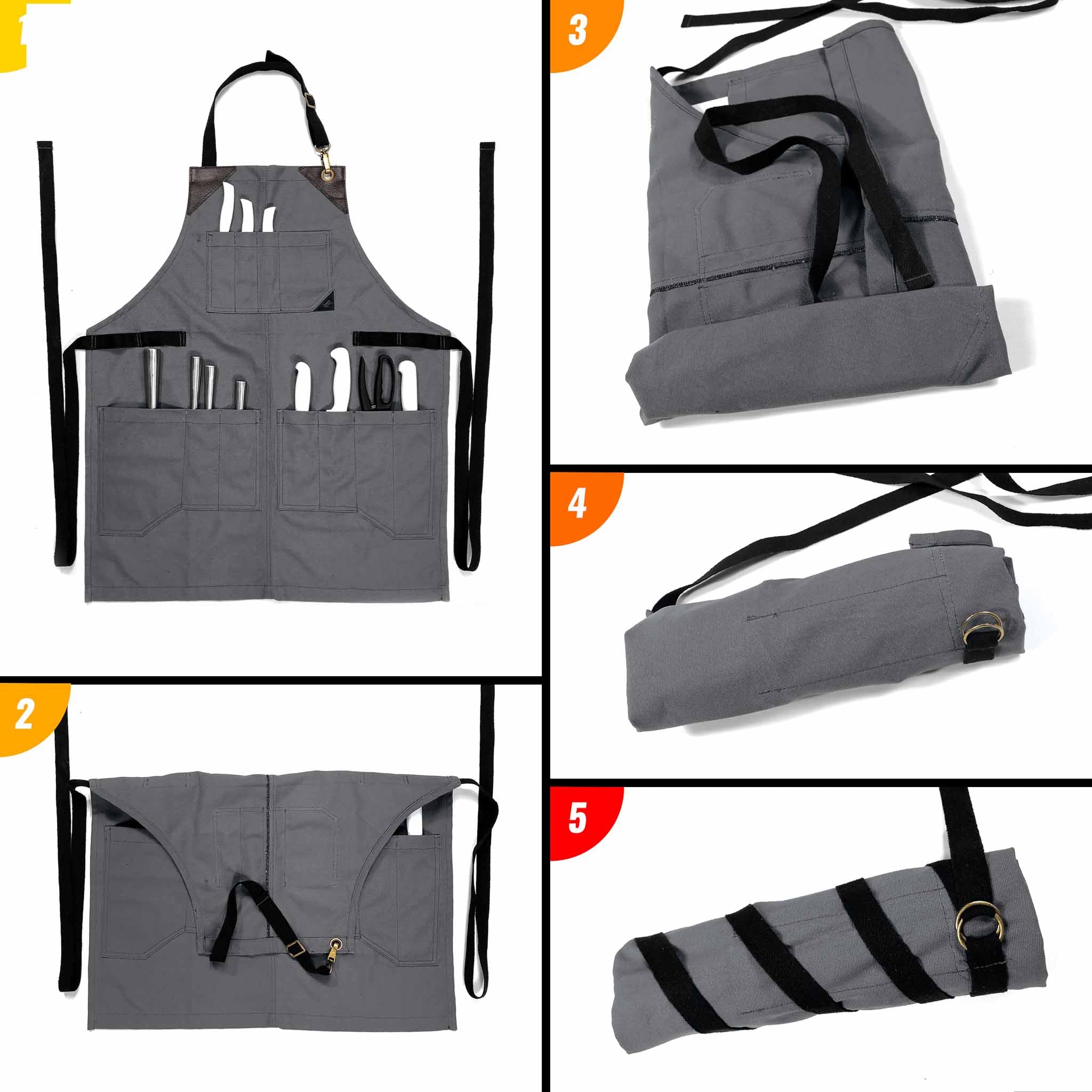 Apron Ropol Utility Apron - Folds into Knife Roll, for Chef, BBQ, Butcher
