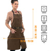 Chef Apron - Twill, No-Tie, Leather Trim, Split - Chef, Bartender, Barista, Grill, Shop - Under NY Sky