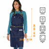 Denim Apron - Easy-Fastening, Leather Trim, Adjustable - Chef, Bartender, BBQ, Shop, Barber, Salon