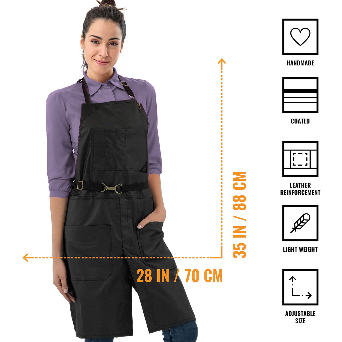 Salon Apron - Water Resistant, Easy-Fastening No-Tie, Adjustable - Hairstylist, Barber, Chef - Under NY Sky