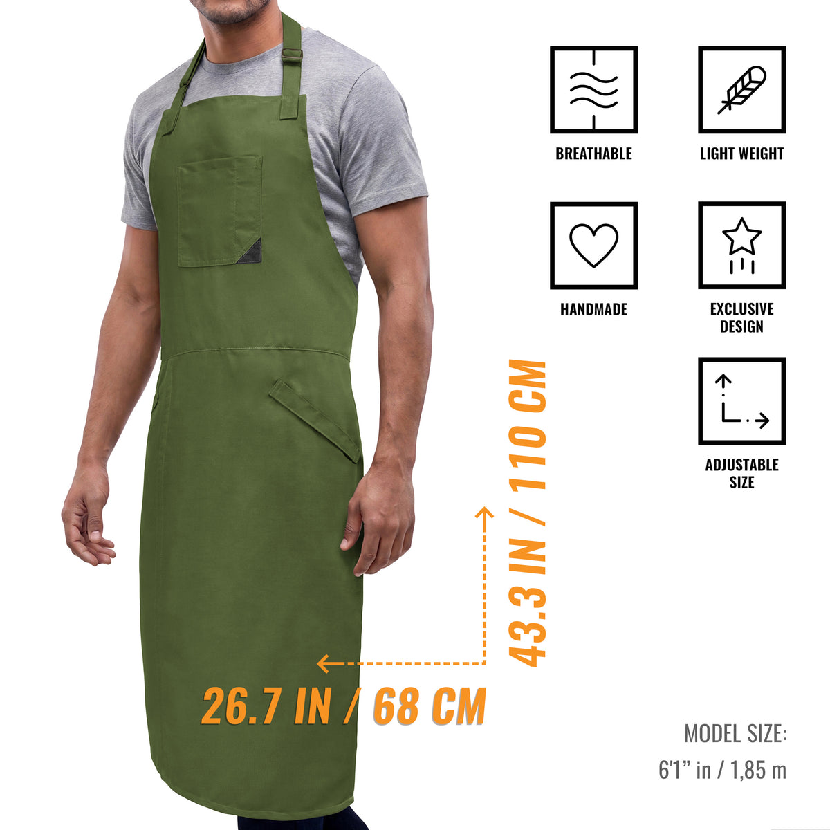 Pottery Apron - Full Cover Split-Leg, Towel Loops - for Ceramic Wheel Throwing, DIY, Painting, Potters and Clay Artists