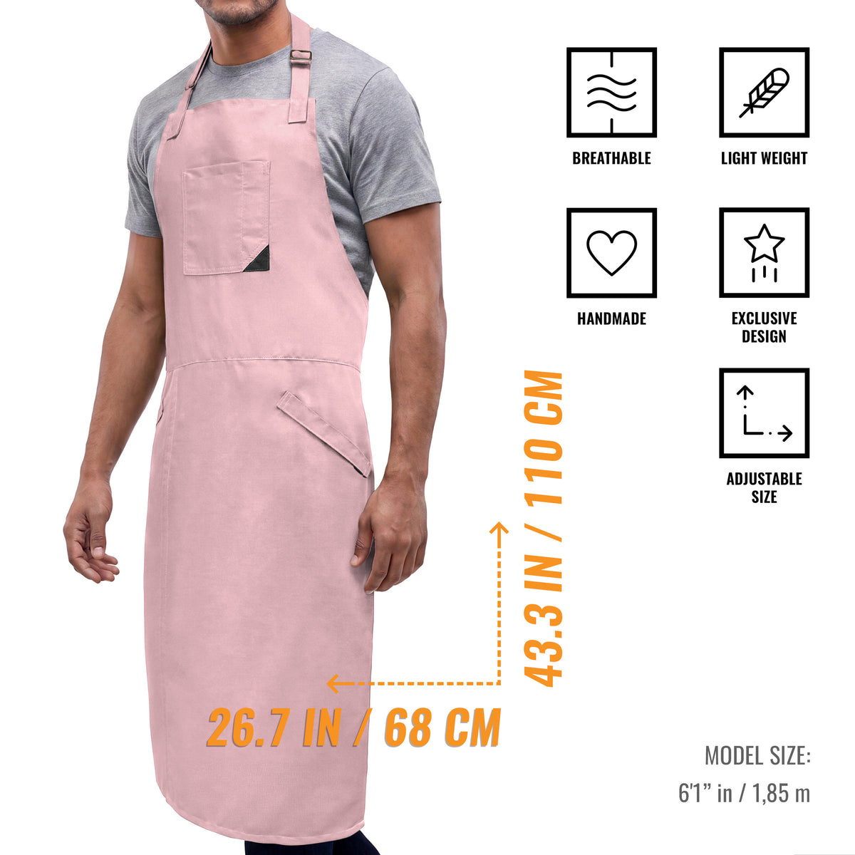 Pottery Apron - Full Cover Split-Leg, Towel Loops - for Ceramic Wheel Throwing, DIY, Painting, Potters and Clay Artists