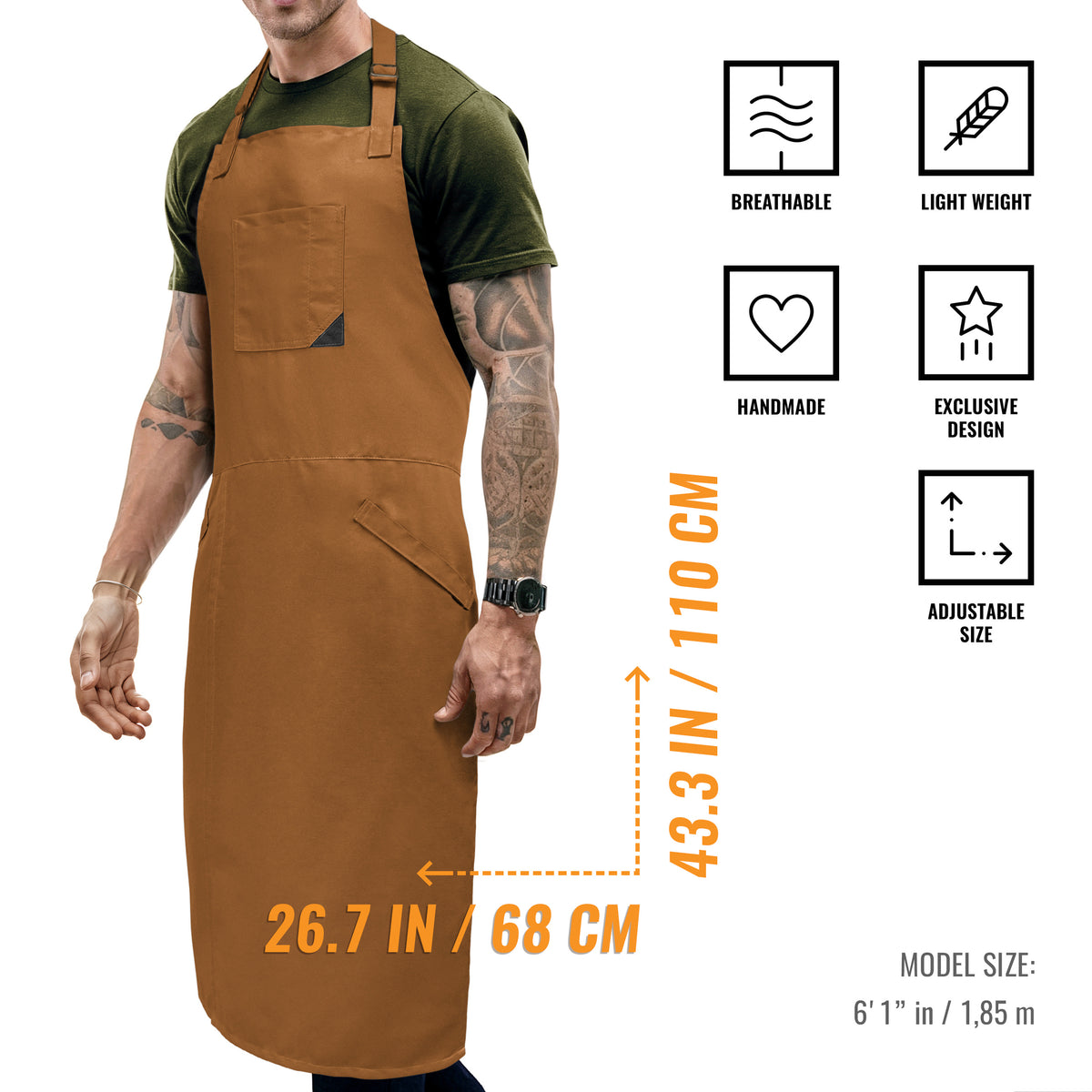 Pottery Apron - Full Cover Split-Leg, Towel Loops - for Ceramic Wheel Throwing, DIY, Painting, Potters and Clay Artists -  Under NY Sky