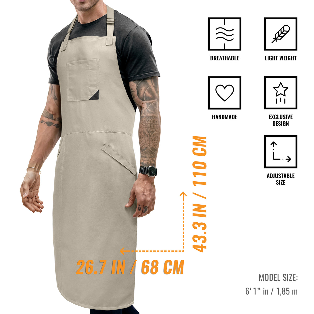 Pottery Apron - Full Cover Split-Leg, Towel Loops - for Ceramic Wheel Throwing, DIY, Painting, Potters and Clay Artists -  Under NY Sky