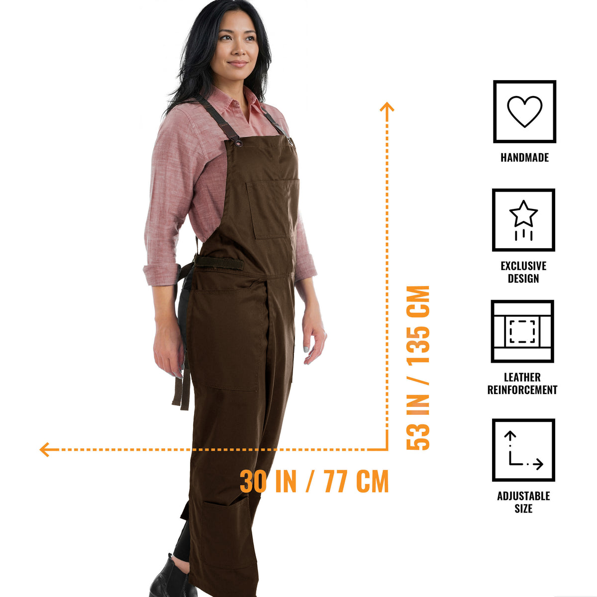 Pottery Apron – Full Split-Leg - Pro Denim & Twill – Cross-back, Leather Reinforcement - Ceramics - Under NY Sky