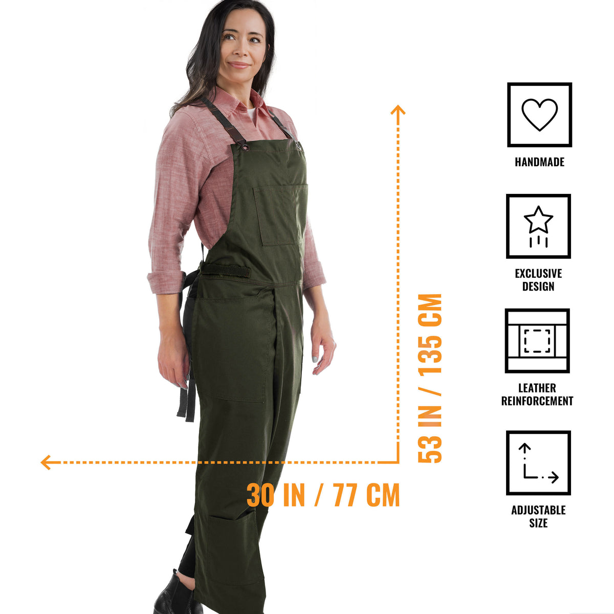 Pottery Apron – Full Split-Leg - Pro Denim &amp; Twill – Cross-back, Leather Reinforcement - Ceramics - Under NY Sky
