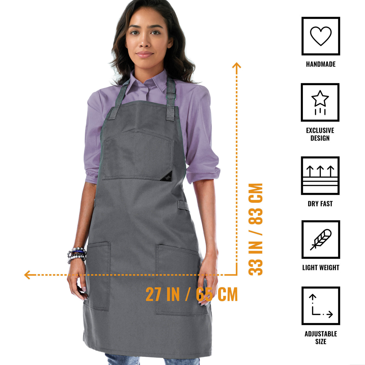 Chef Apron – Denim or Twill - Cotton Straps - Smart Pockets - Pro Chef, Cook, Barista, Bartender - Under NY Sky