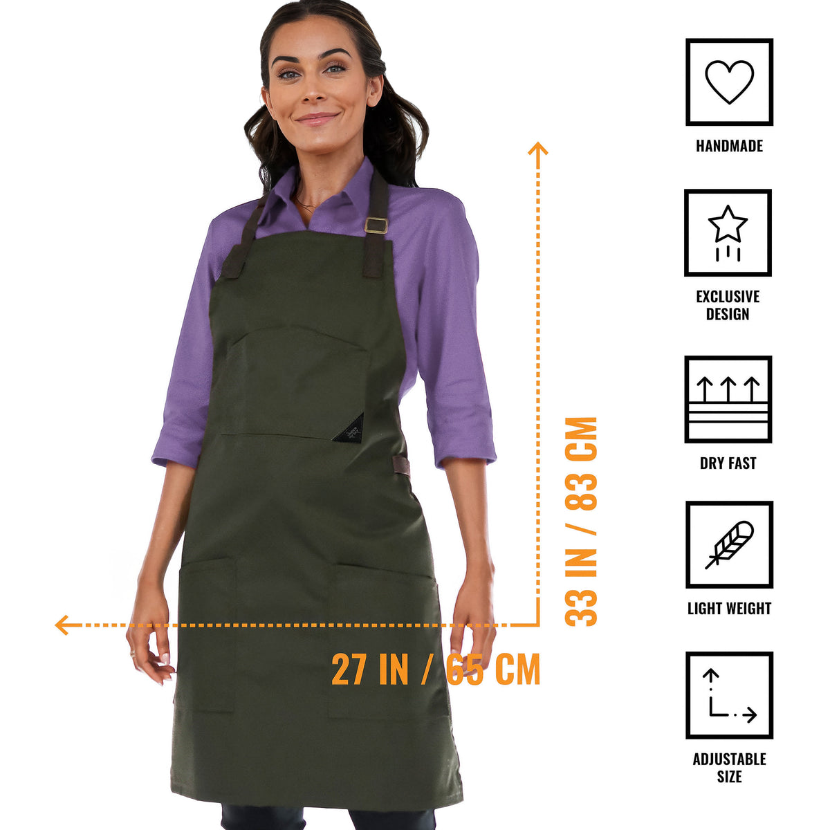 Chef Apron – Denim or Twill - Cotton Straps - Smart Pockets - Pro Chef, Cook, Barista, Bartender - Under NY Sky