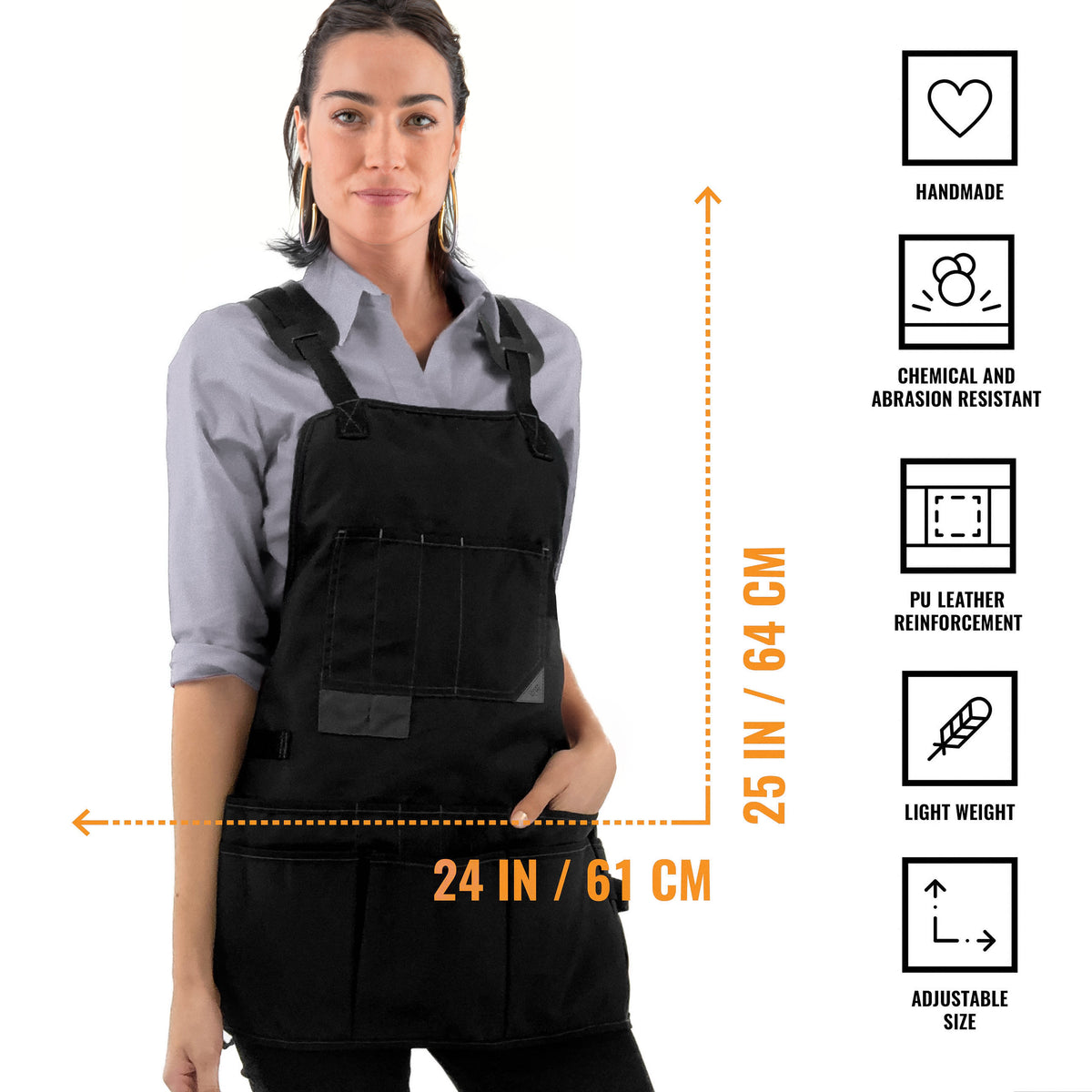 Tool Apron - Magnetic Holder, 18 Pockets, CrossBack, Oxford Canvas - Woodworker, Electrician - Under NY Sky