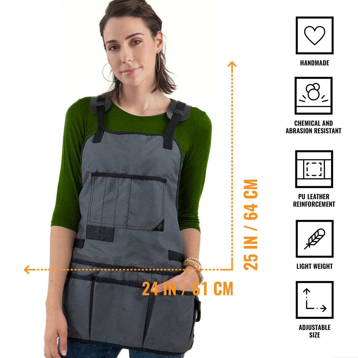 Tool Apron - Magnetic Holder, 18 Pockets, CrossBack, Oxford Canvas - Woodworker, Electrician - Under NY Sky