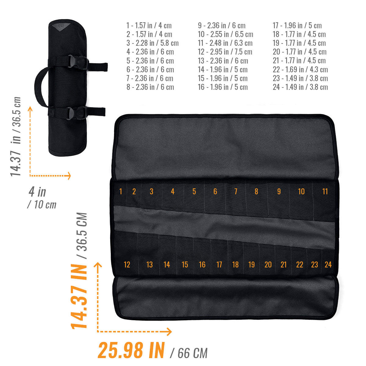 Tool Roll Organizer, Oxford Canvas, Heavy-Duty Wrench Bag, Hand Tool Pouch - Mechanics, Electricians - Under NY Sky