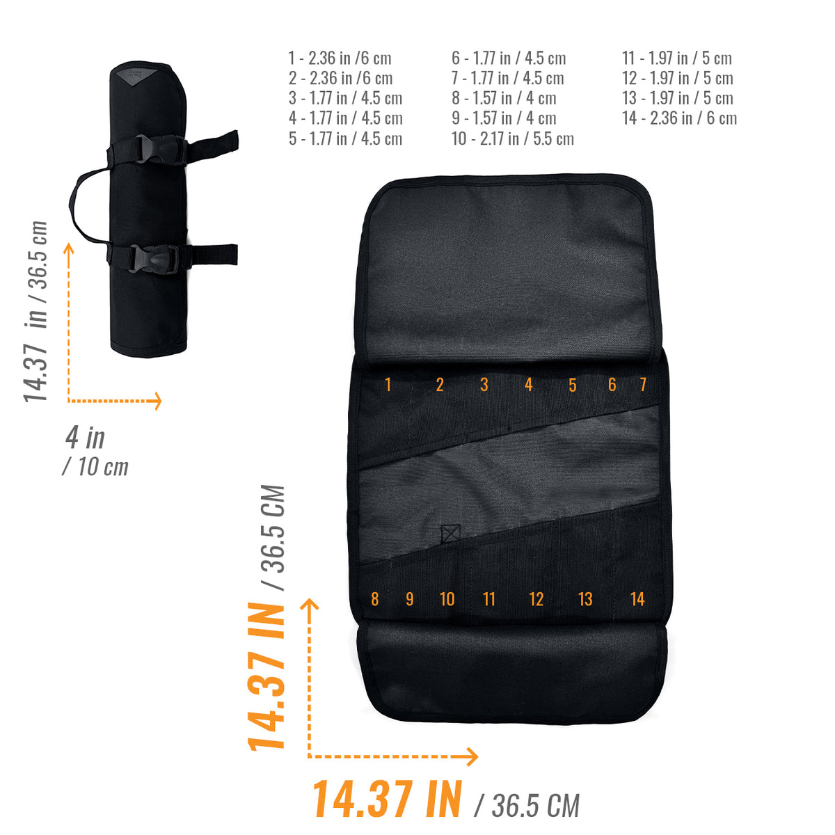 Tool Roll Organizer, Oxford Canvas, Heavy-Duty Wrench Bag, Hand Tool Pouch - Mechanics, Electricians - Under NY Sky