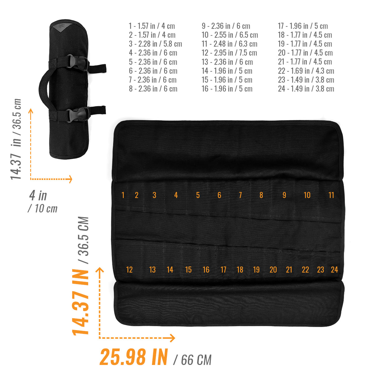 Tool Roll Organizer, Waxed Canvas, Heavy-Duty Wrench Bag, Hand Tool Pouch - Mechanics, Electricians - Under NY Sky