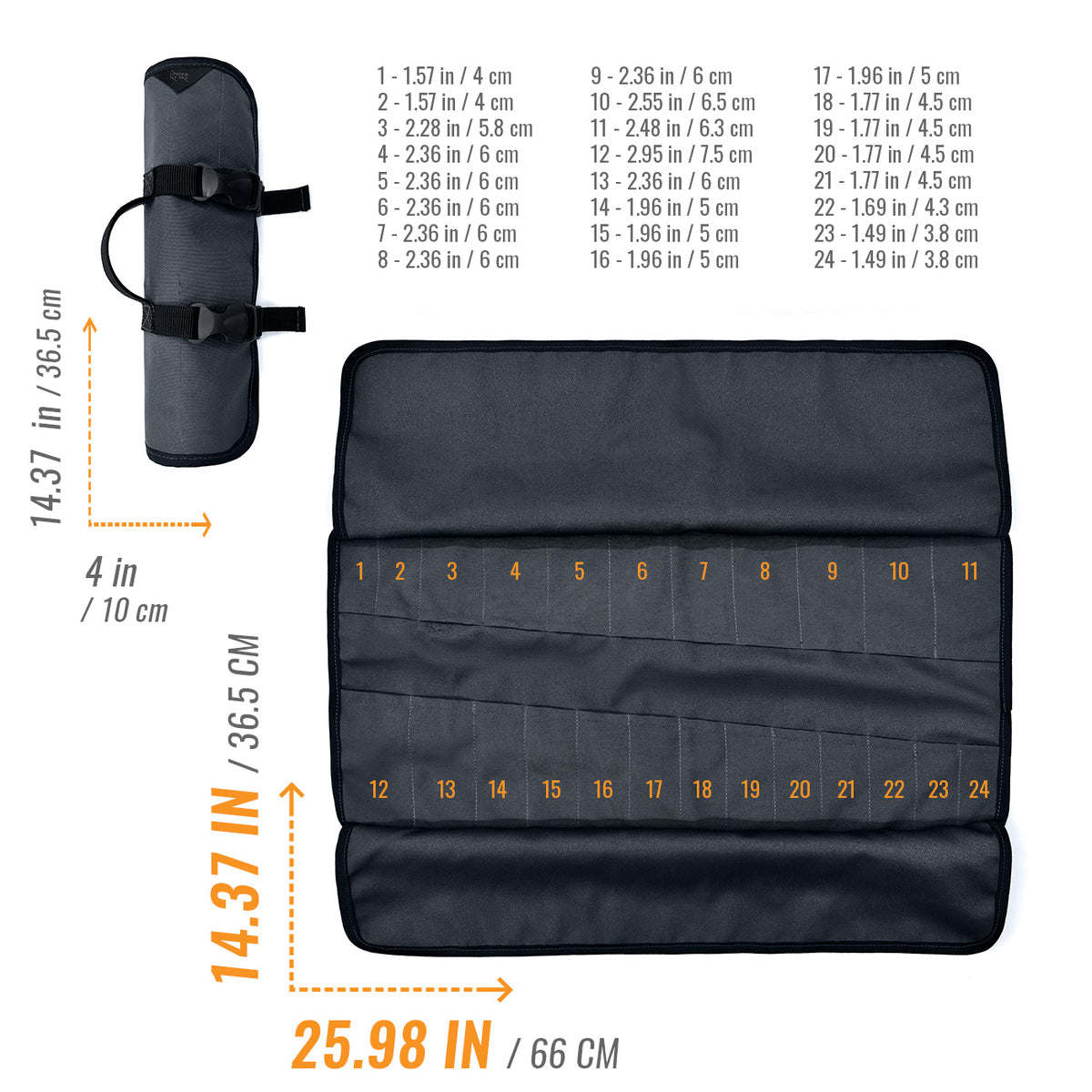 Tool Roll Organizer, Oxford Canvas, Heavy-Duty Wrench Bag, Hand Tool Pouch - Mechanics, Electricians - Under NY Sky