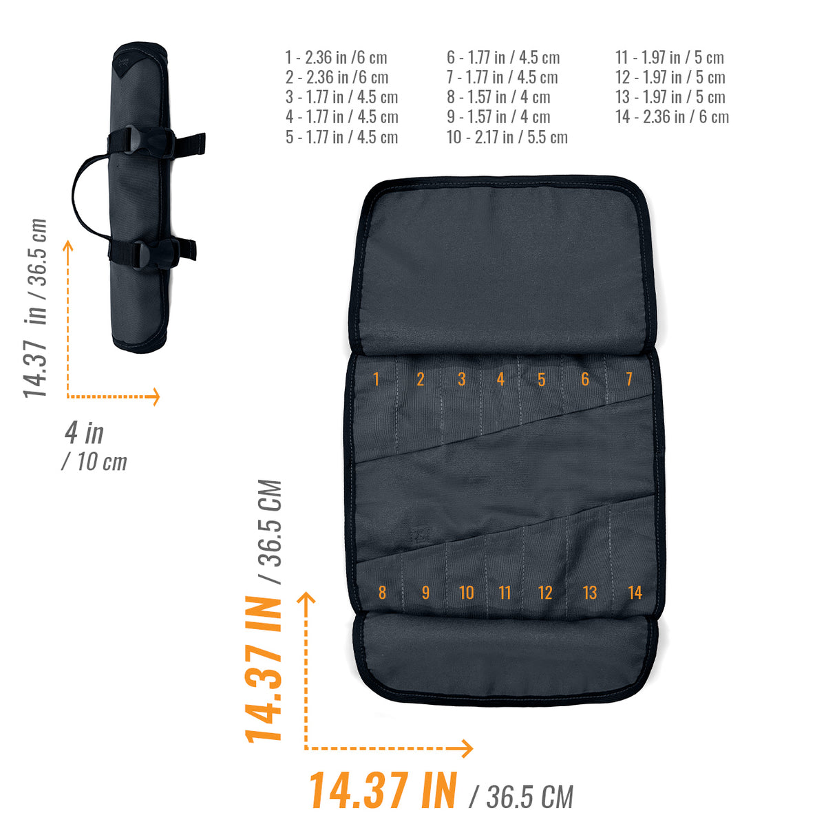 Tool Roll Organizer, Oxford Canvas, Heavy-Duty Wrench Bag, Hand Tool Pouch - Mechanics, Electricians - Under NY Sky