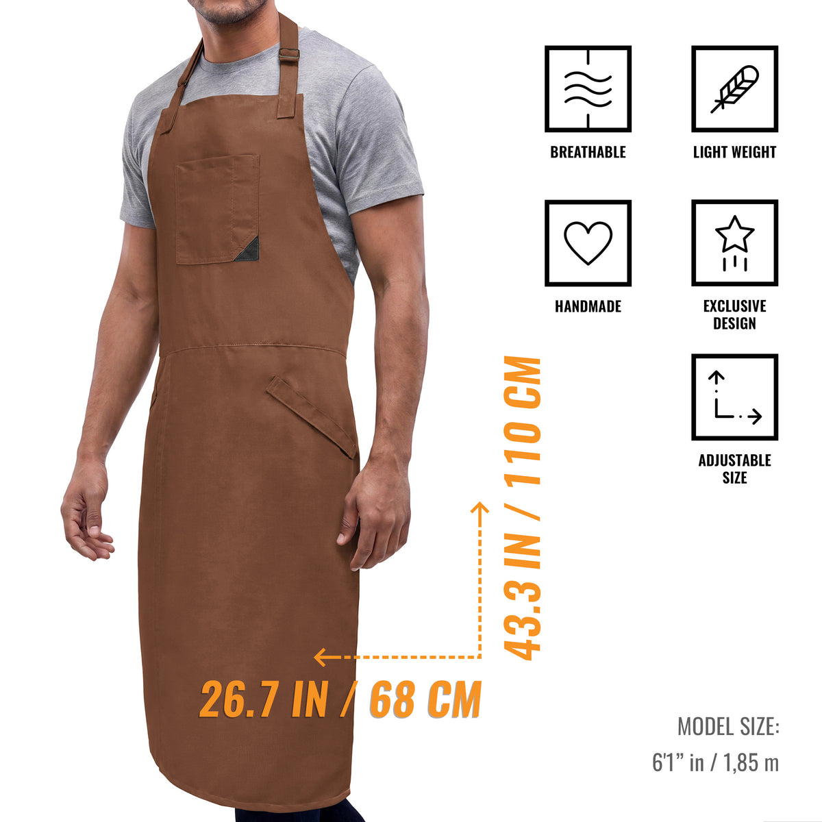 Pottery Apron - Full Cover Split-Leg, Towel Loops - for Ceramic Wheel Throwing, DIY, Painting, Potters and Clay Artists