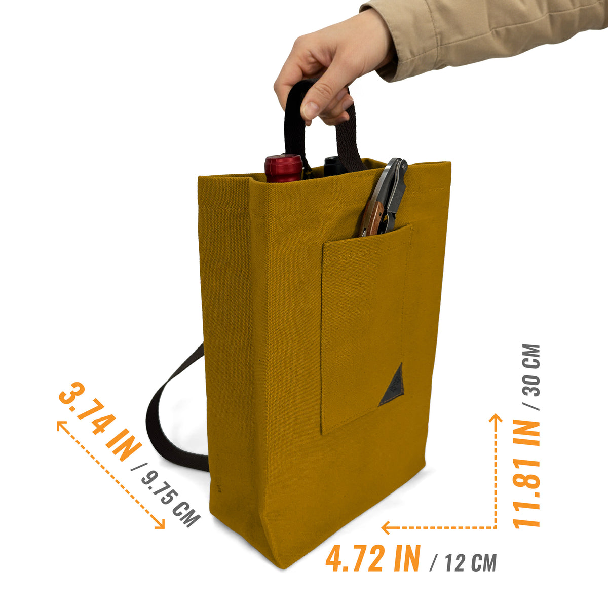 Wine Tote Bag, Portable Canvas Carrier w/ Shoulder Strap, Lightweight, Wine Gift for Travel &amp; Picnic -  Under NY Sky
