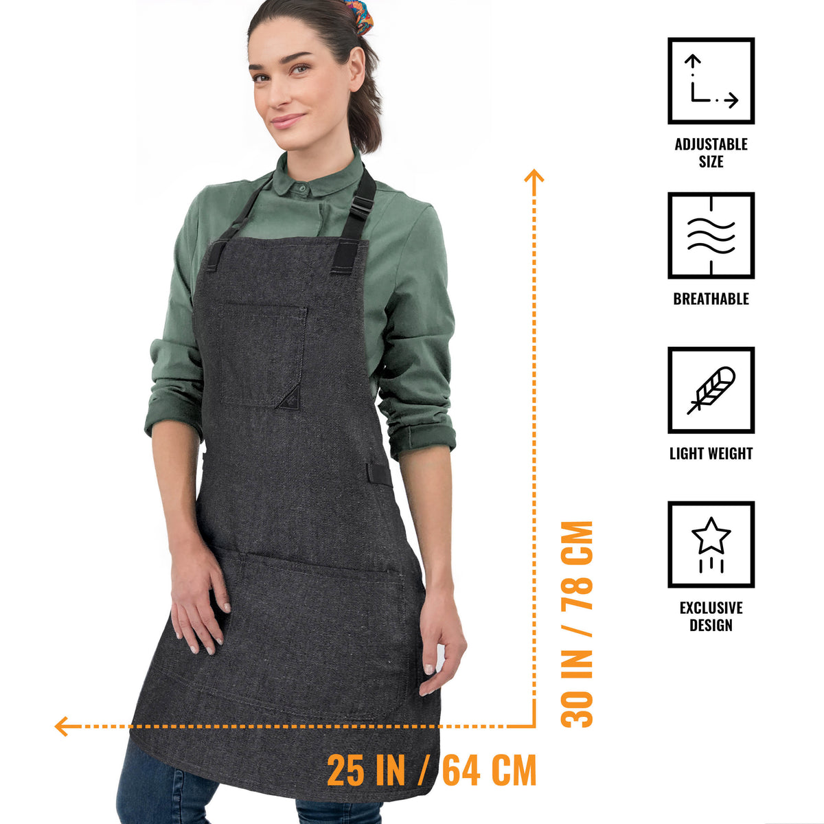Work Apron - Adjustable for Men, Women - Cook, Chef, Server, Baker, Barista Shop, Restaurant, Coffee  - Under NY Sky