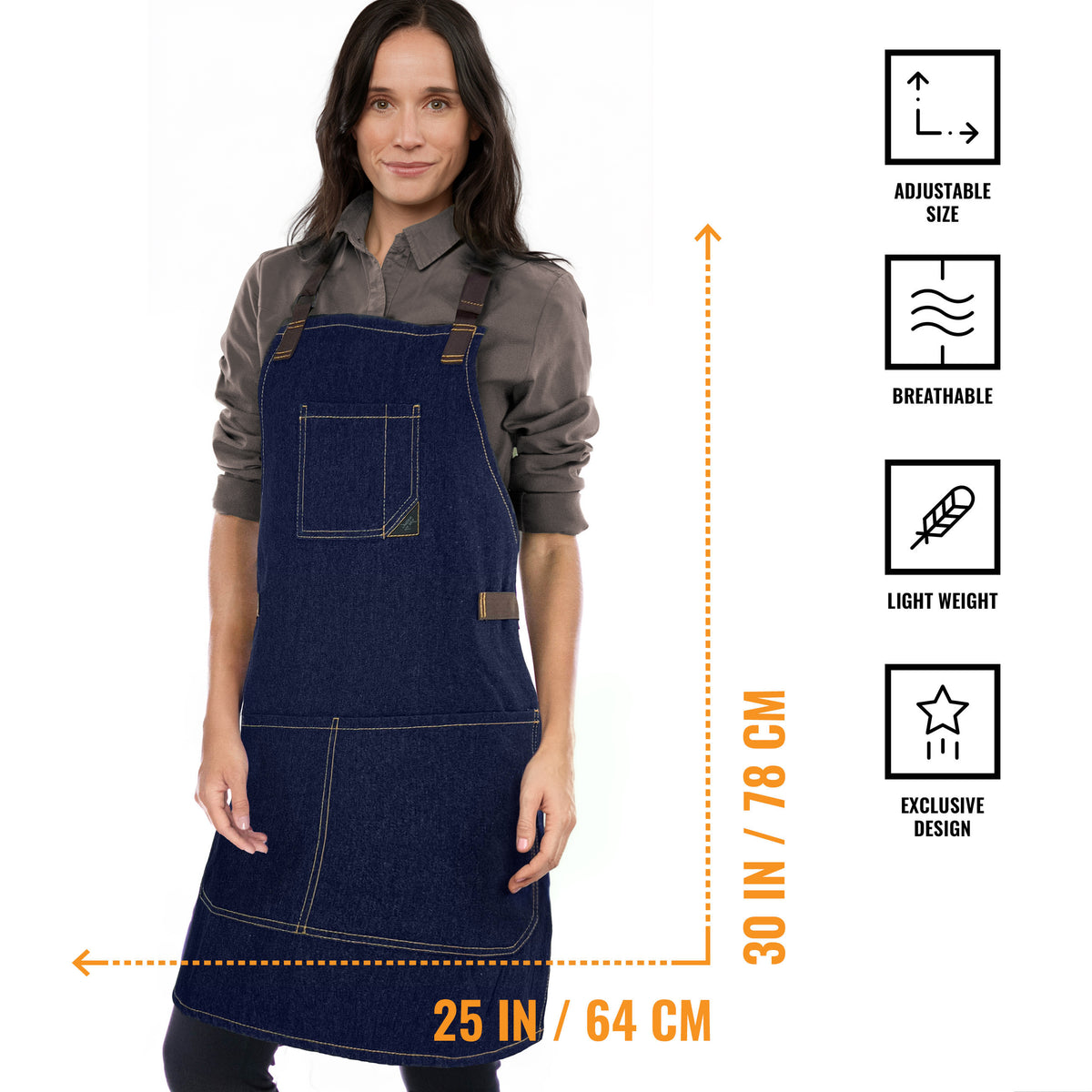 Work Apron - Adjustable for Men, Women - Cook, Chef, Server, Baker, Barista Shop, Restaurant, Coffee  - Under NY Sky