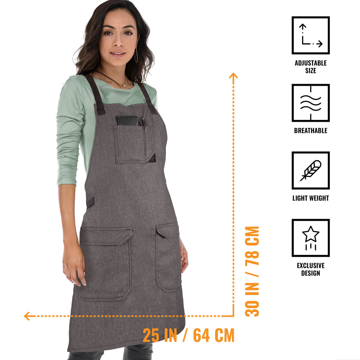 Work Apron - Adjustable for Men, Women - Cook, Chef, Server, Baker, Barista Shop, Restaurant, Coffee  - Under NY Sky