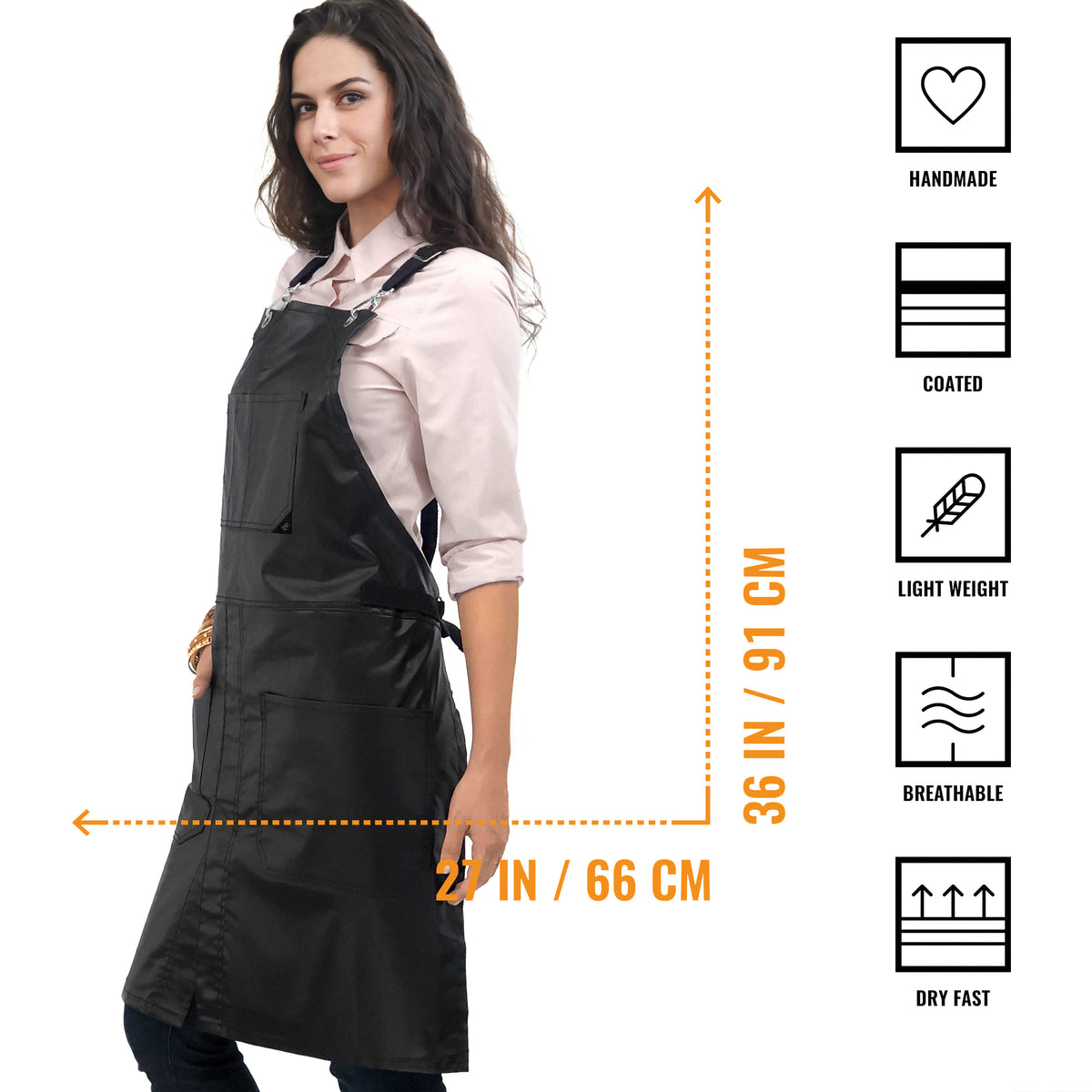 Salon Apron - CrossBack, Water Resistant, Adjustable, SplitLeg - Hairstylist, Barber, Shop - Under NY Sky